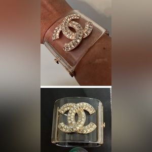 A clear bangle with crystals